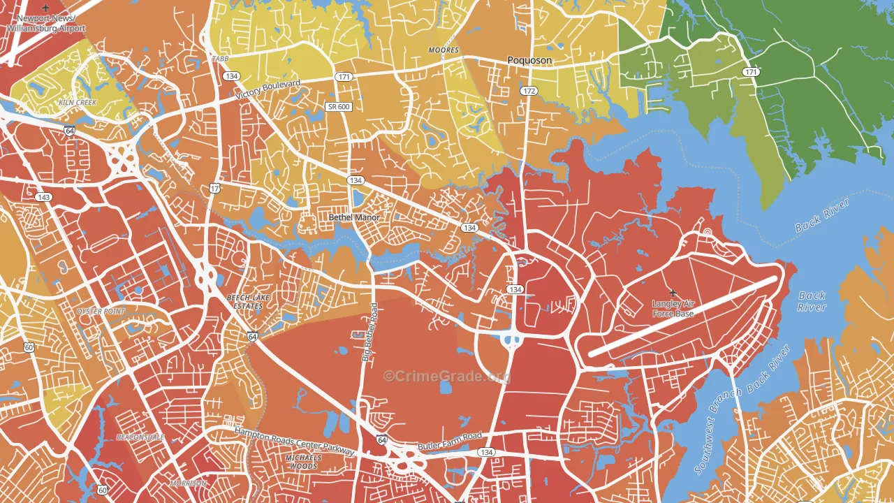 23665, VA Map of Vehicle Theft Rates