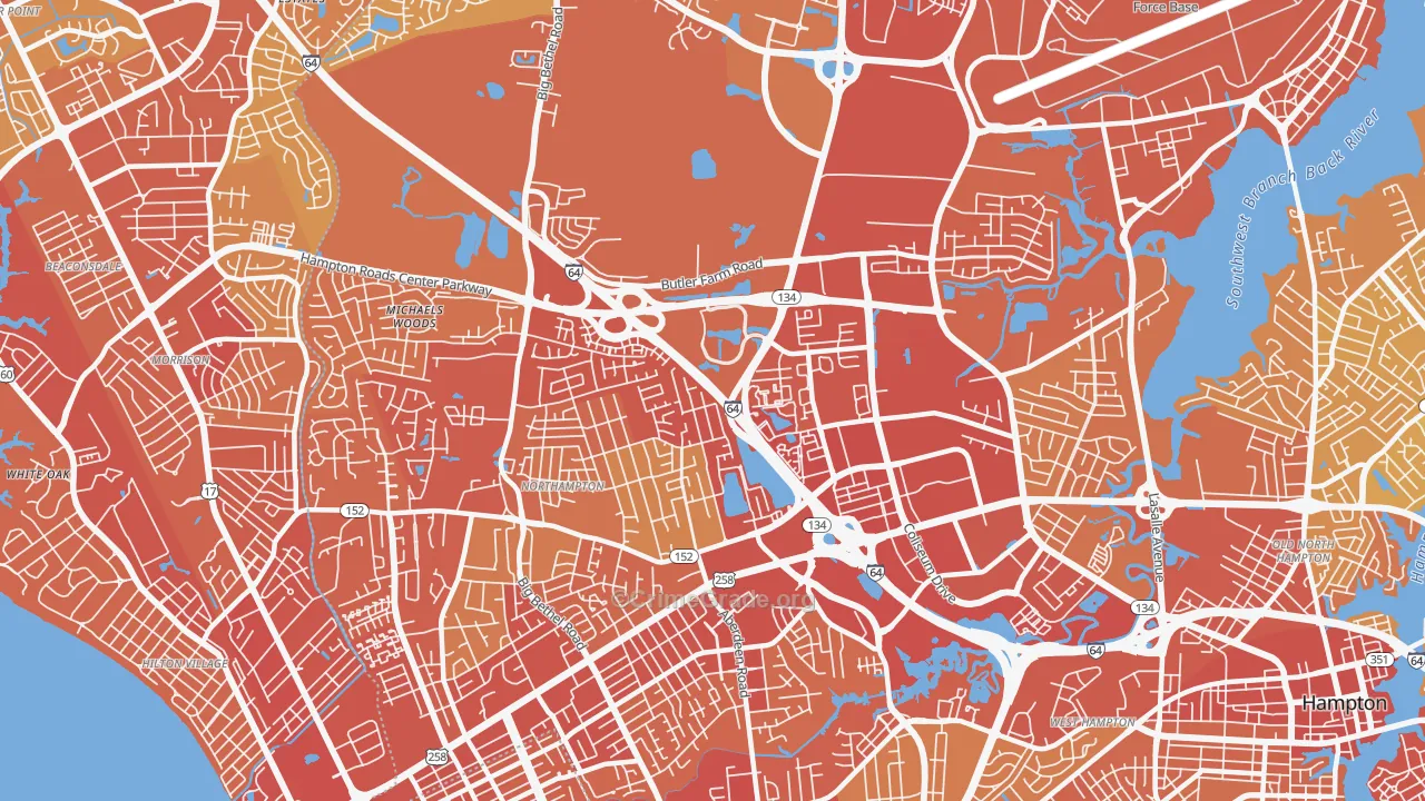 23666, VA Map of Vehicle Theft Rates