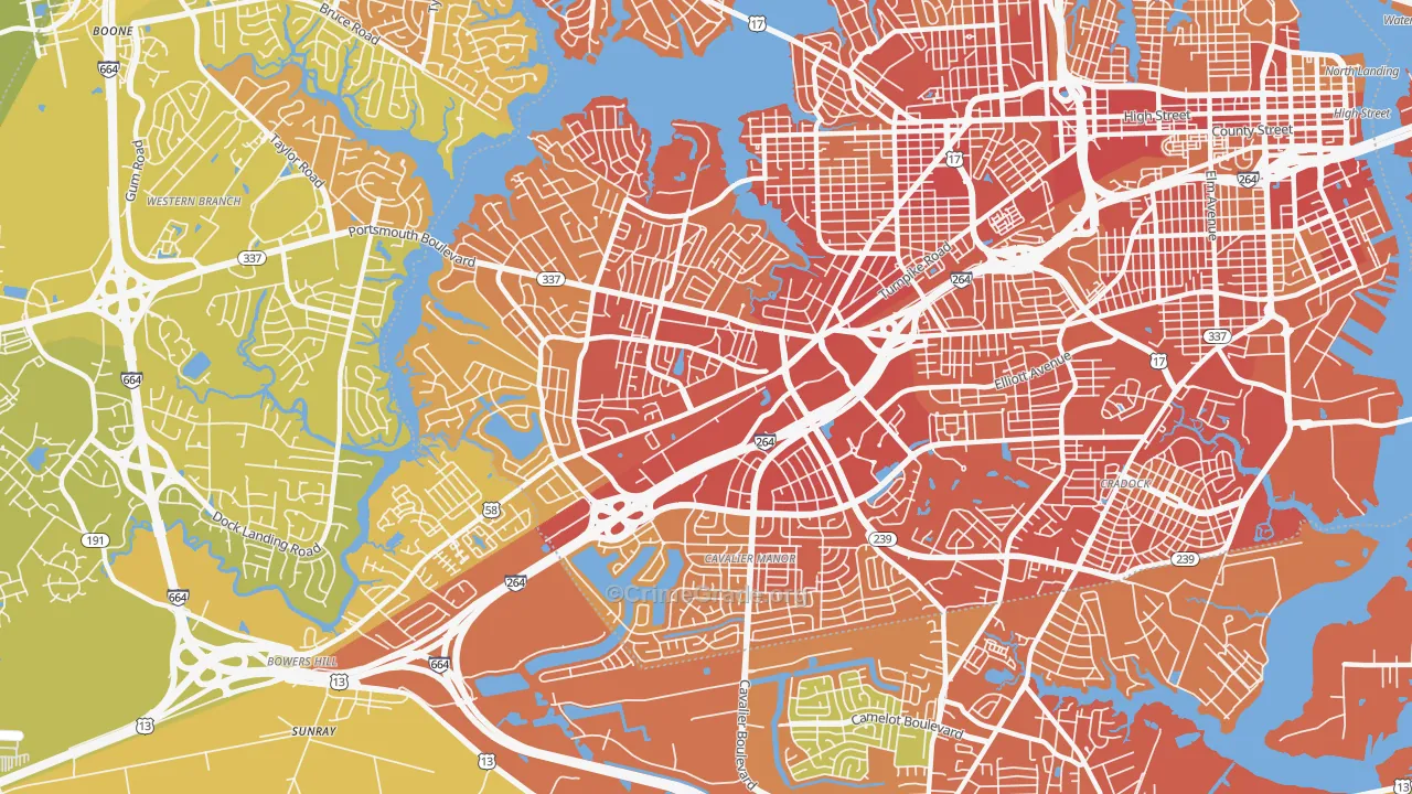 23701, VA Map of Vehicle Theft Rates