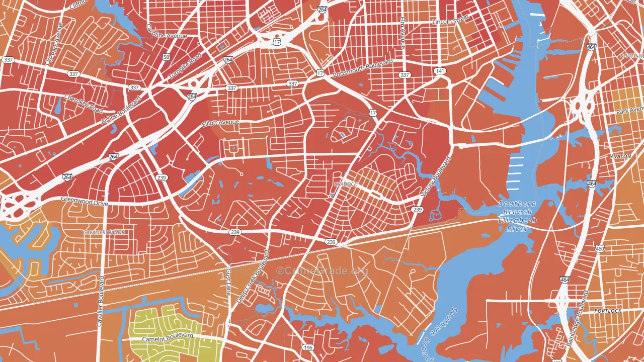 23702, VA Map of Vehicle Theft Rates