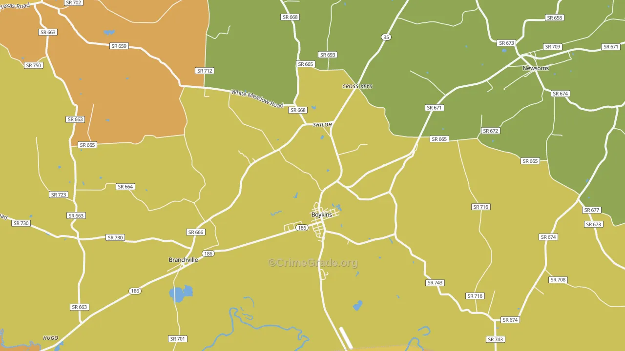 23827, VA Map of Vehicle Theft Rates