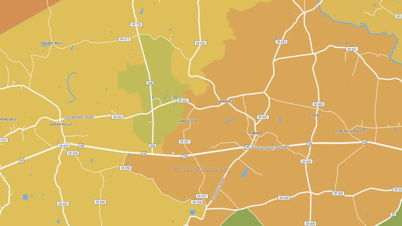23829, VA Map of Vehicle Theft Rates