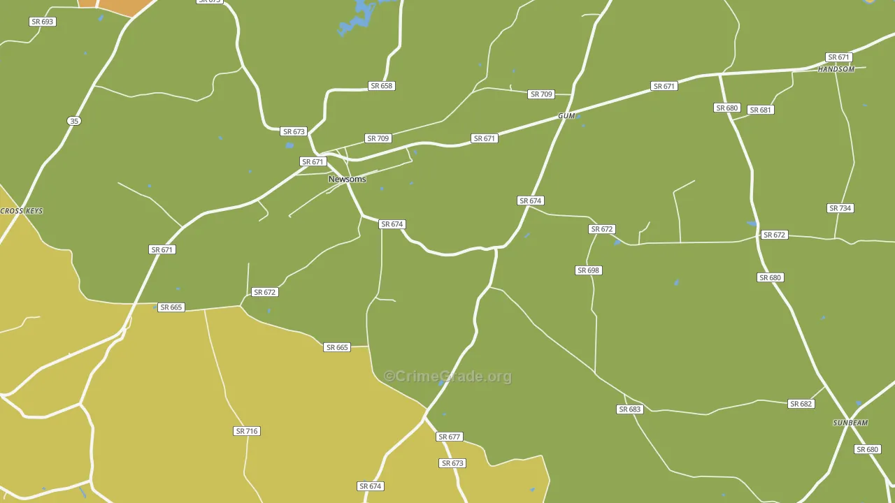 23874, VA Map of Vehicle Theft Rates