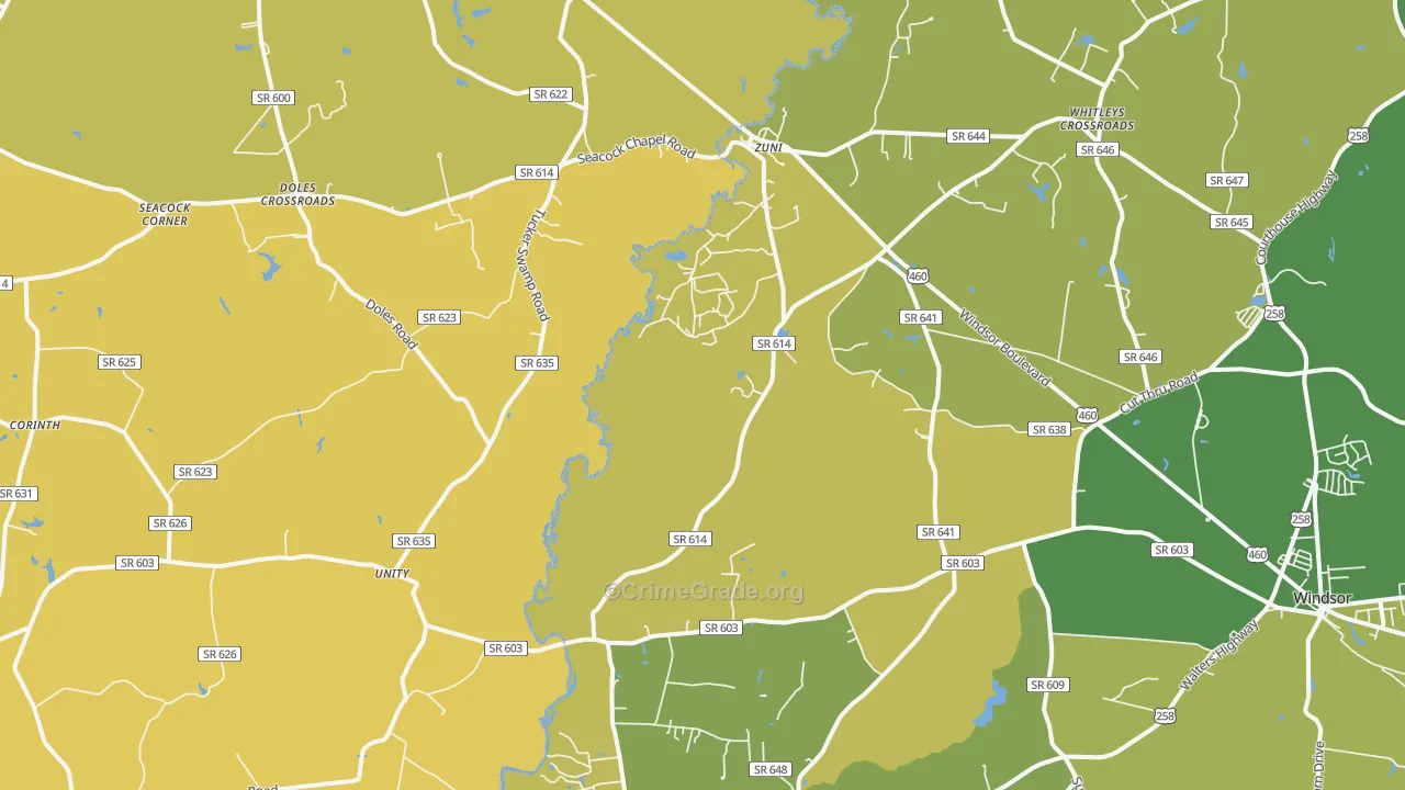 23898, VA Map of Vehicle Theft Rates