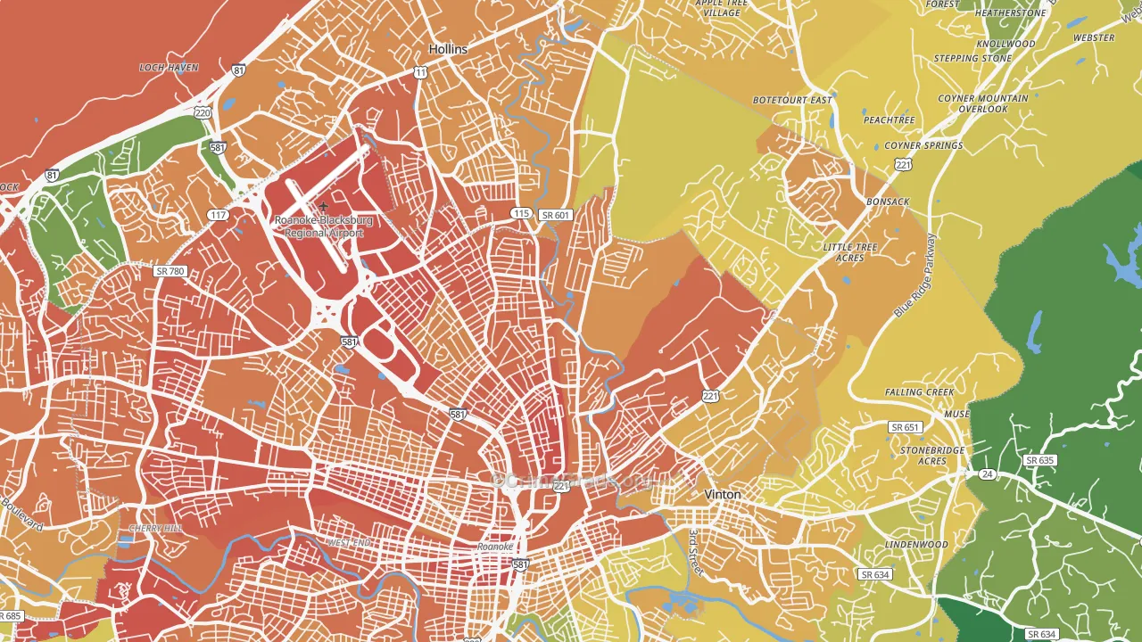 24012, VA Map of Vehicle Theft Rates