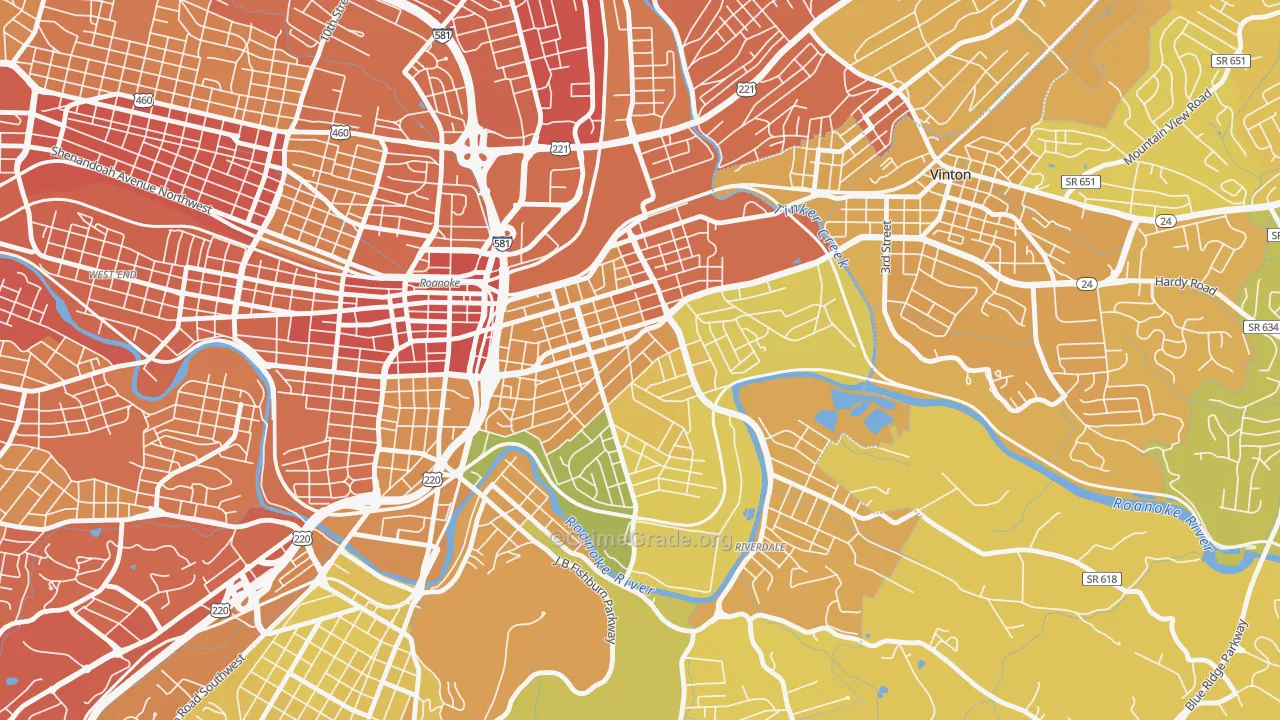 24013, VA Map of Vehicle Theft Rates