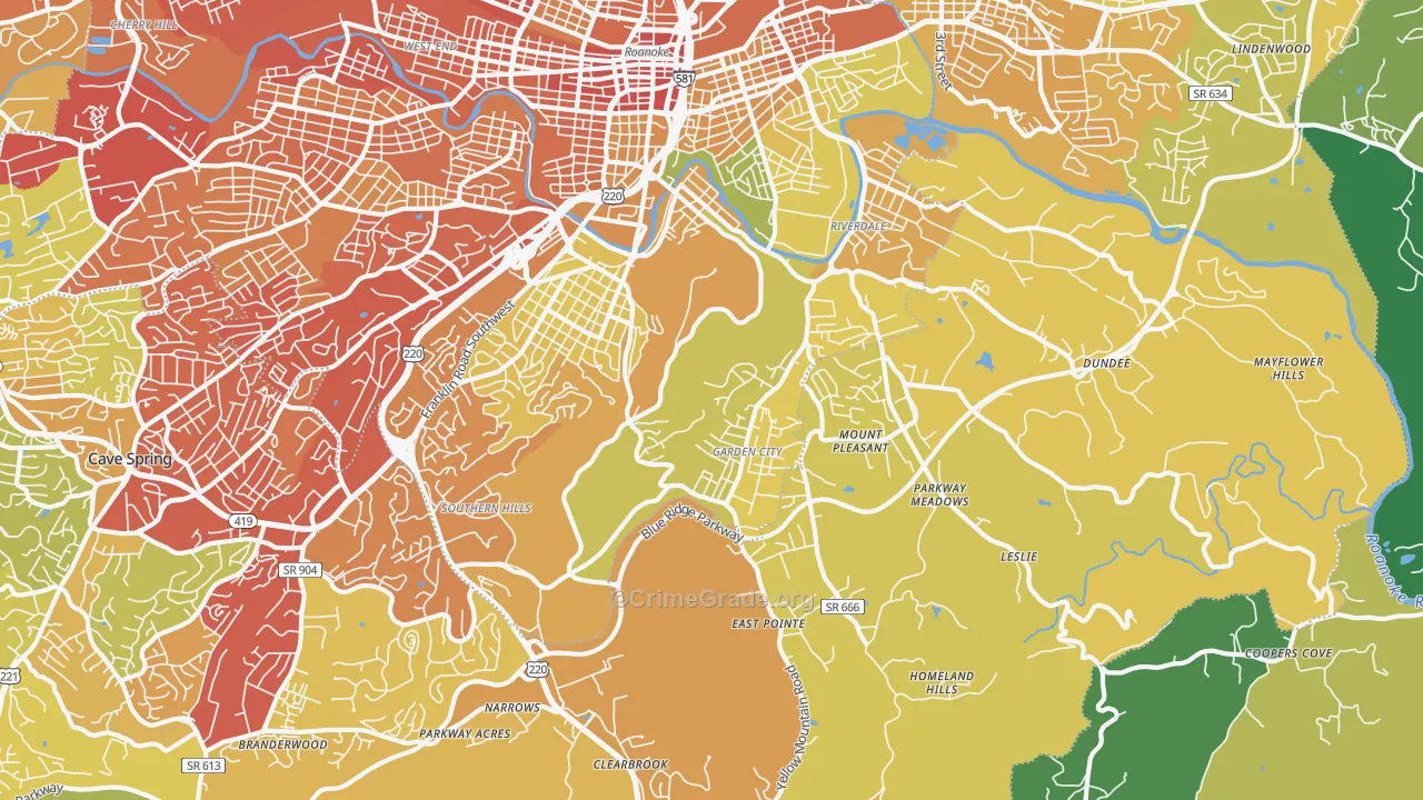 24014, VA Map of Vehicle Theft Rates