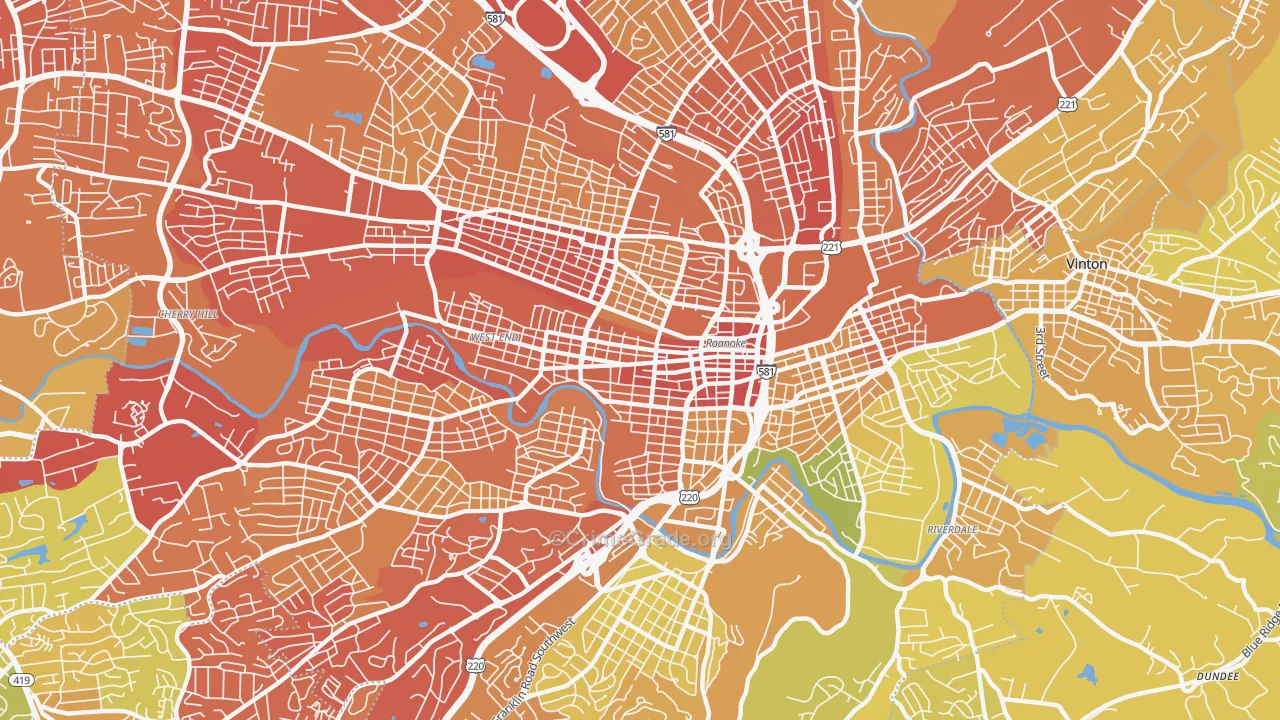 24016, VA Map of Vehicle Theft Rates