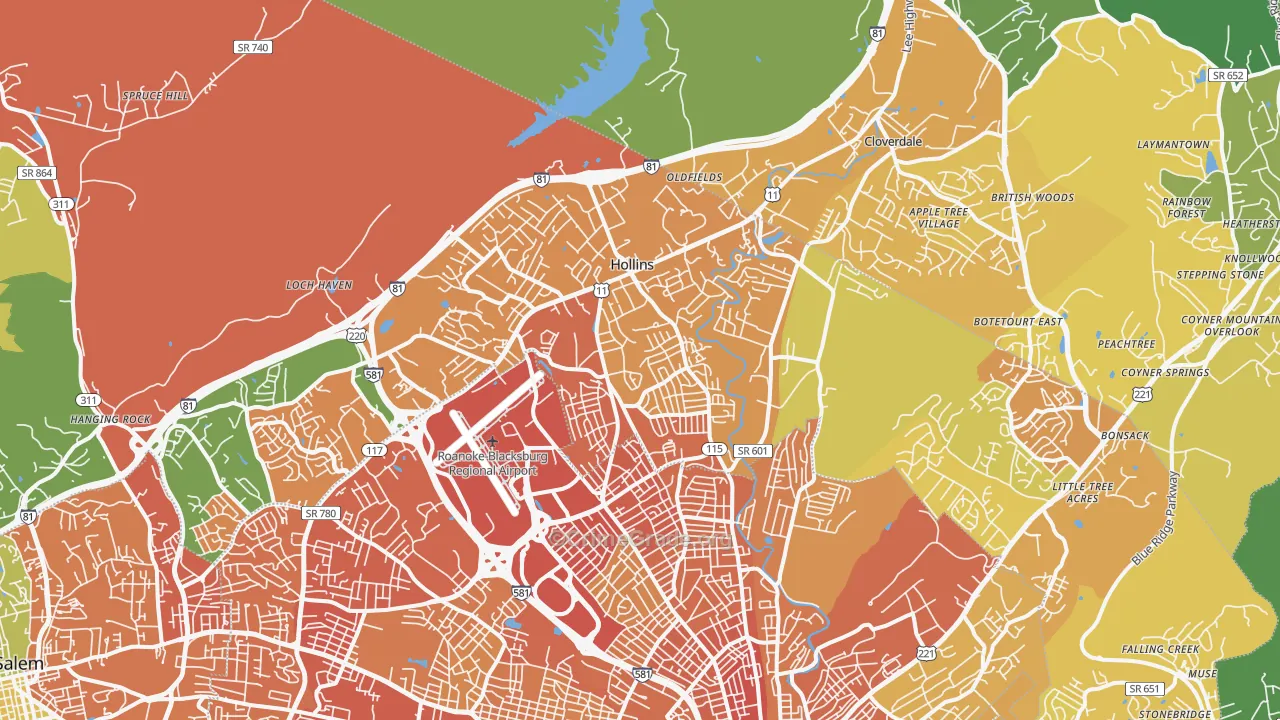 24019, VA Map of Vehicle Theft Rates