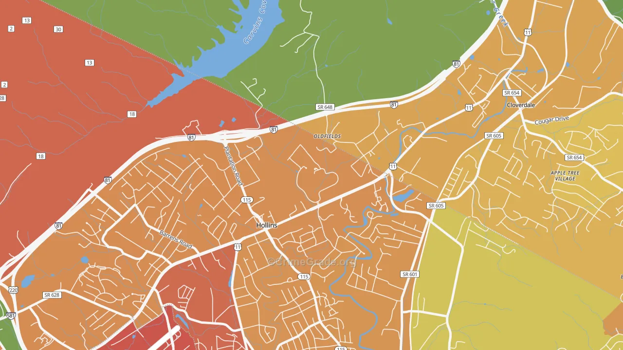 24020, VA Map of Vehicle Theft Rates