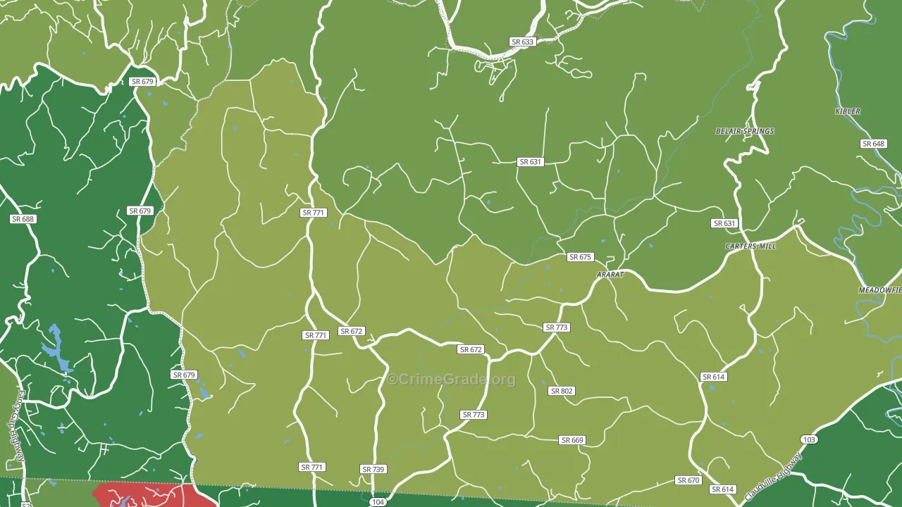 24053, VA Map of Vehicle Theft Rates