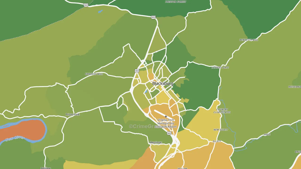 24060, VA Map of Vehicle Theft Rates
