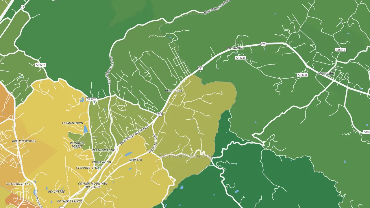 24064, VA Map of Vehicle Theft Rates