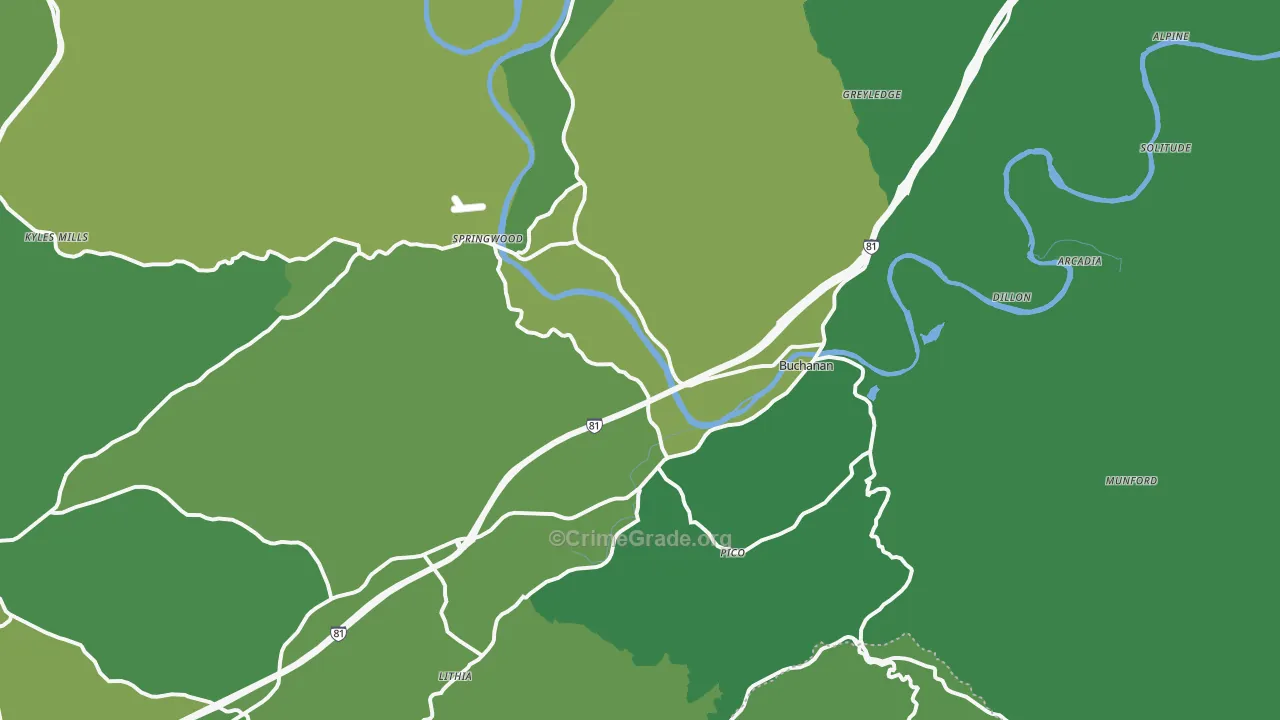 24066, VA Map of Vehicle Theft Rates