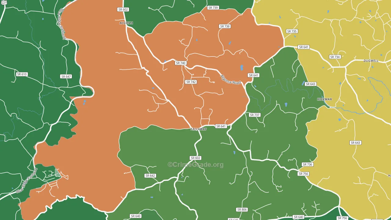 24067, VA Map of Vehicle Theft Rates