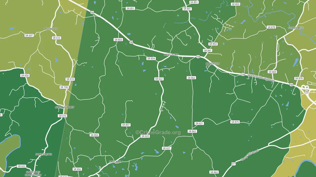 24069, VA Map of Vehicle Theft Rates
