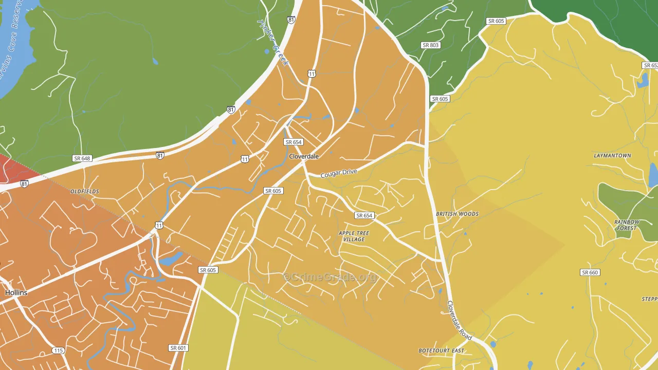24077, VA Map of Vehicle Theft Rates