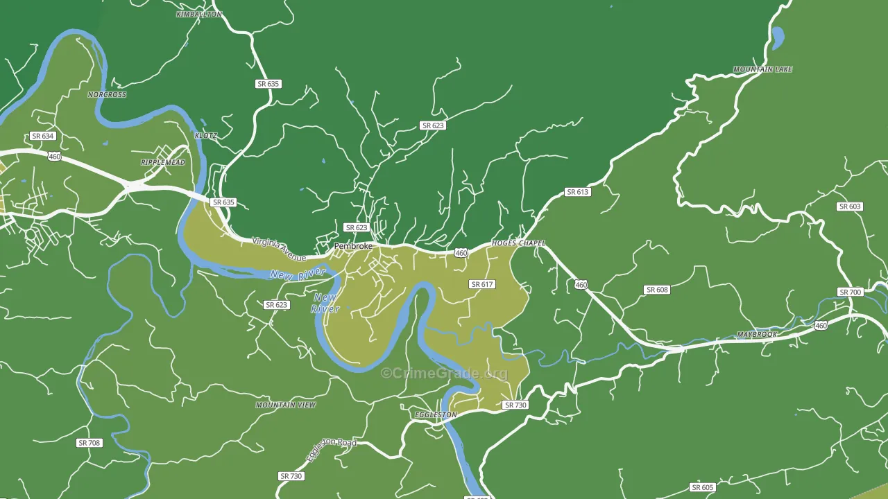 24136, VA Map of Vehicle Theft Rates