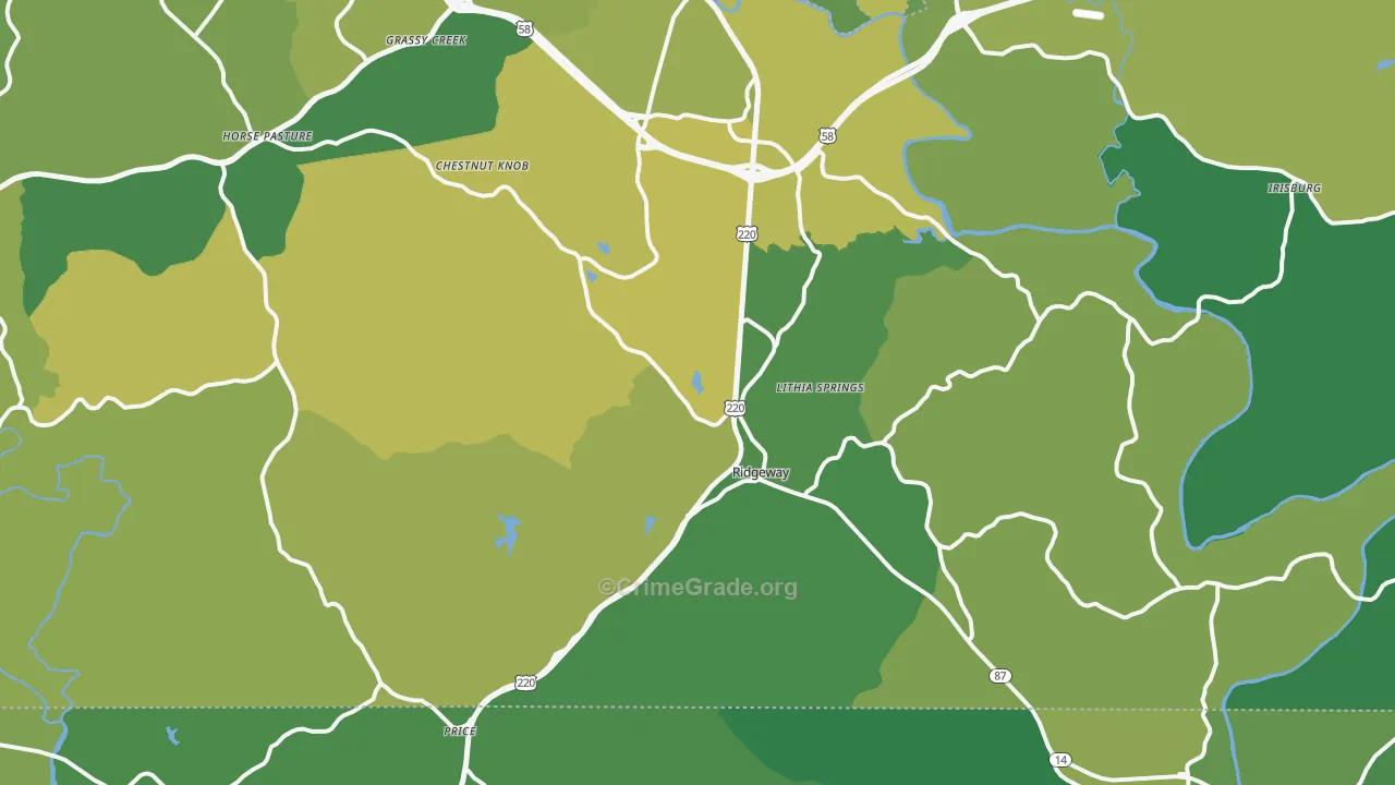 24148, VA Map of Vehicle Theft Rates