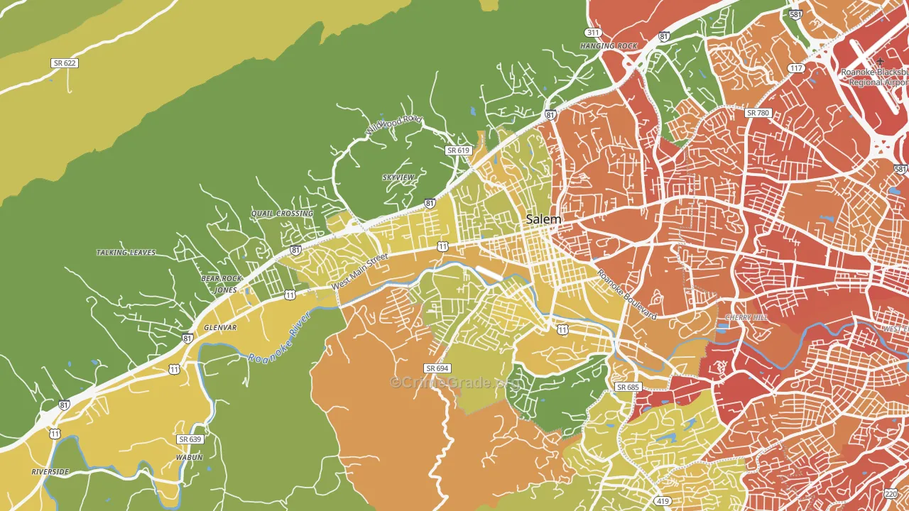 24153, VA Map of Vehicle Theft Rates