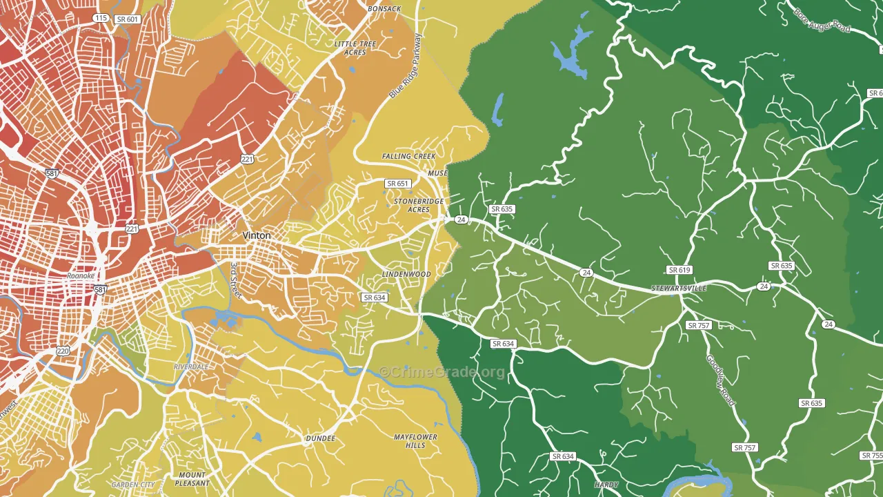 24179, VA Map of Vehicle Theft Rates