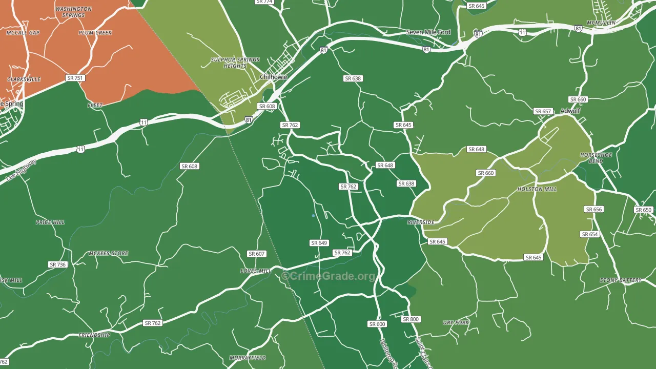 24319, VA Map of Vehicle Theft Rates