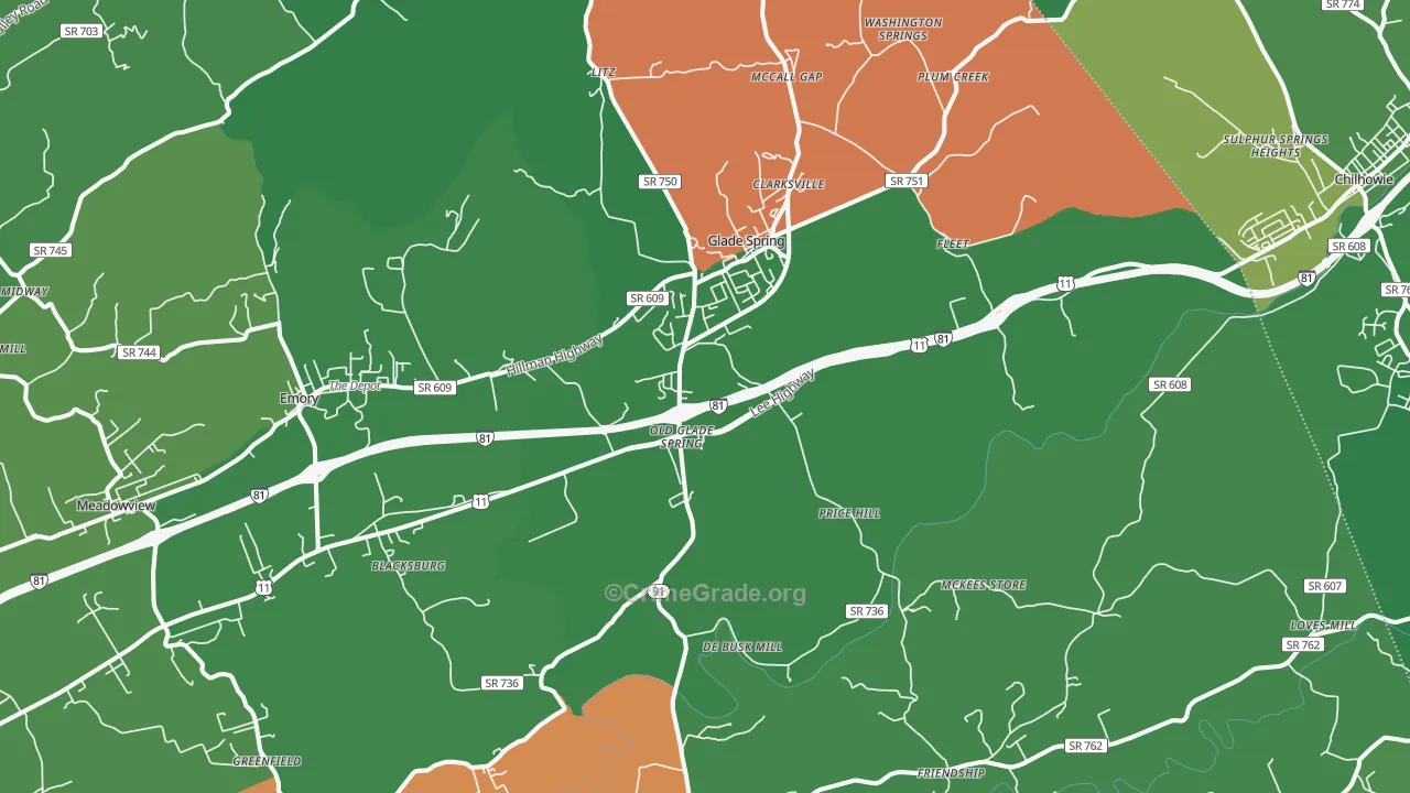 24340, VA Map of Vehicle Theft Rates