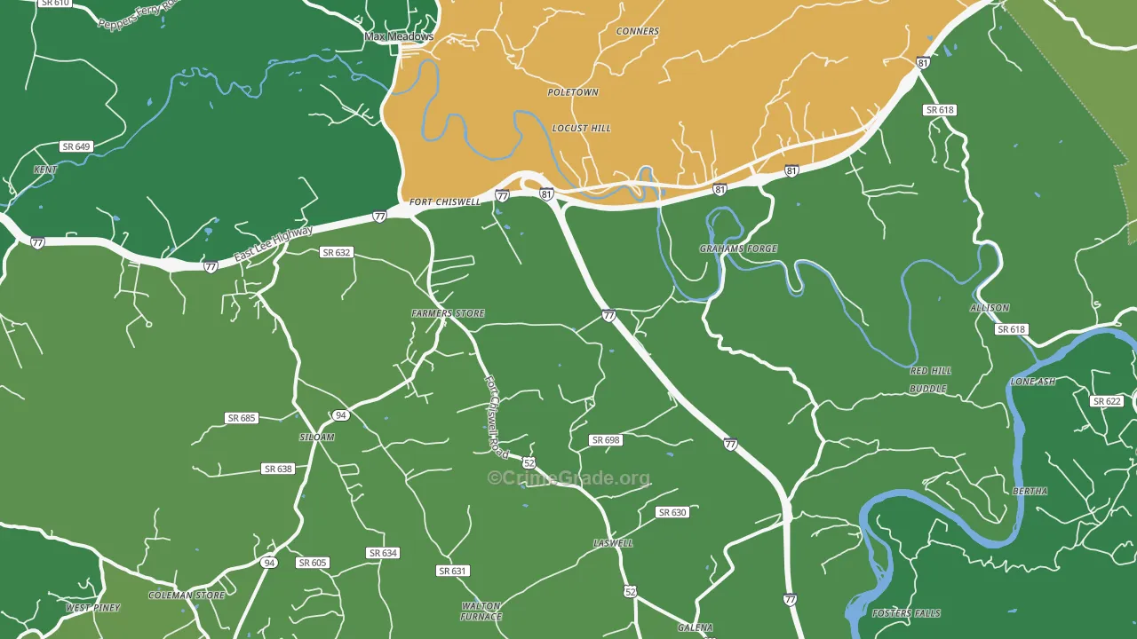 24360, VA Map of Vehicle Theft Rates