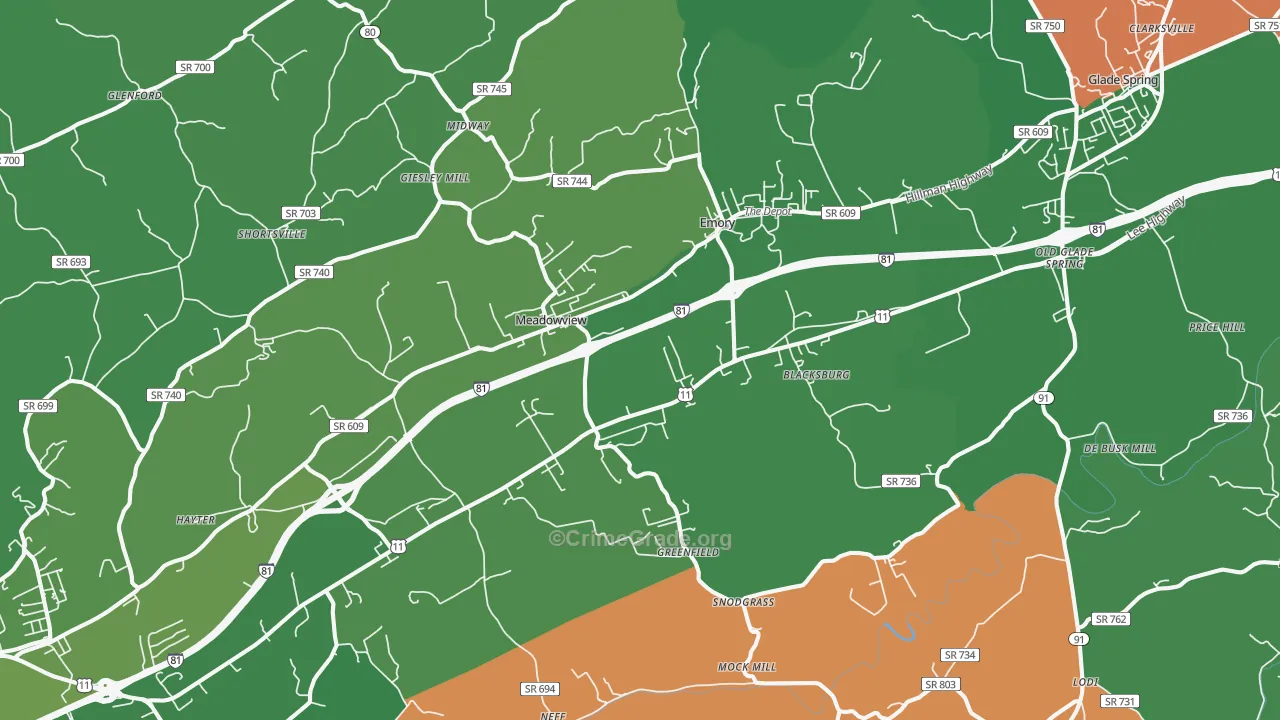 24361, VA Map of Vehicle Theft Rates