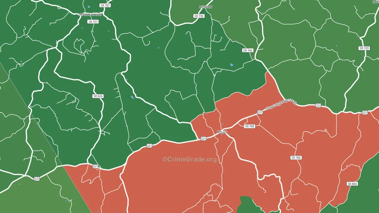 24380, VA Map of Vehicle Theft Rates