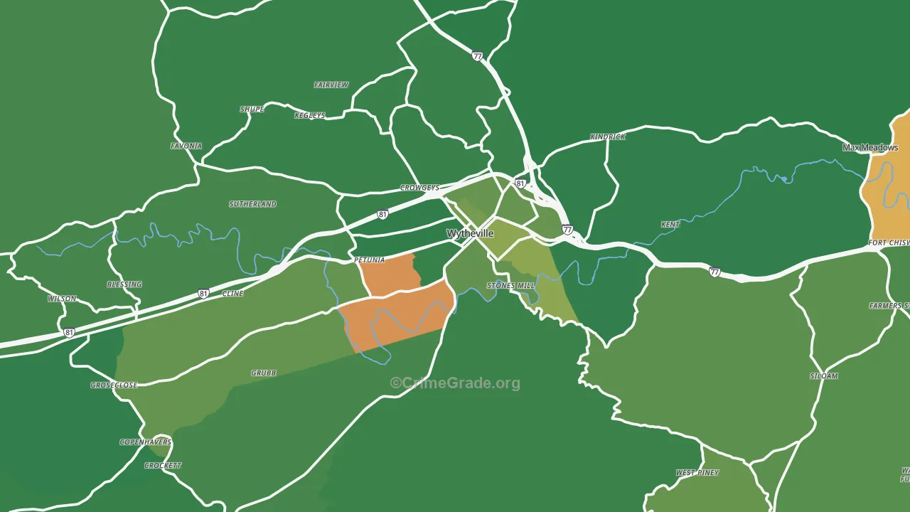 24382, VA Map of Vehicle Theft Rates