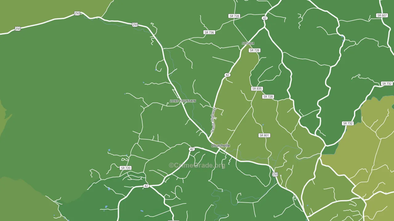 24421, VA Map of Vehicle Theft Rates