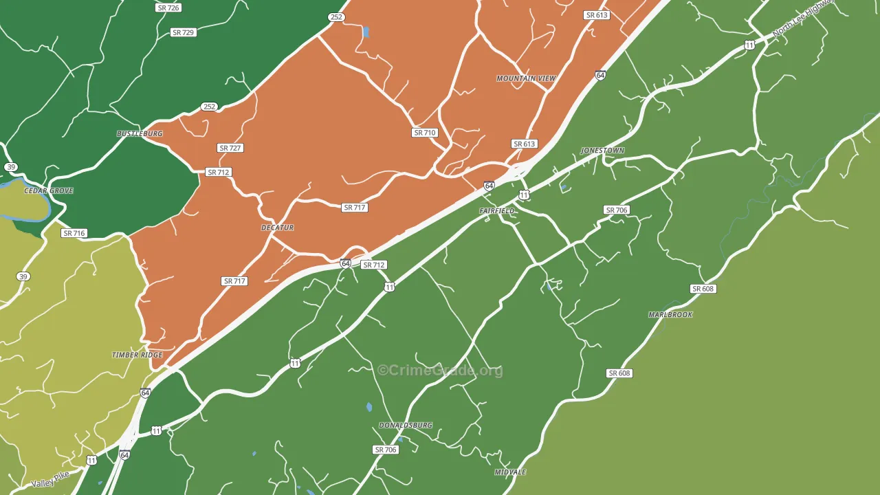 24435, VA Map of Vehicle Theft Rates