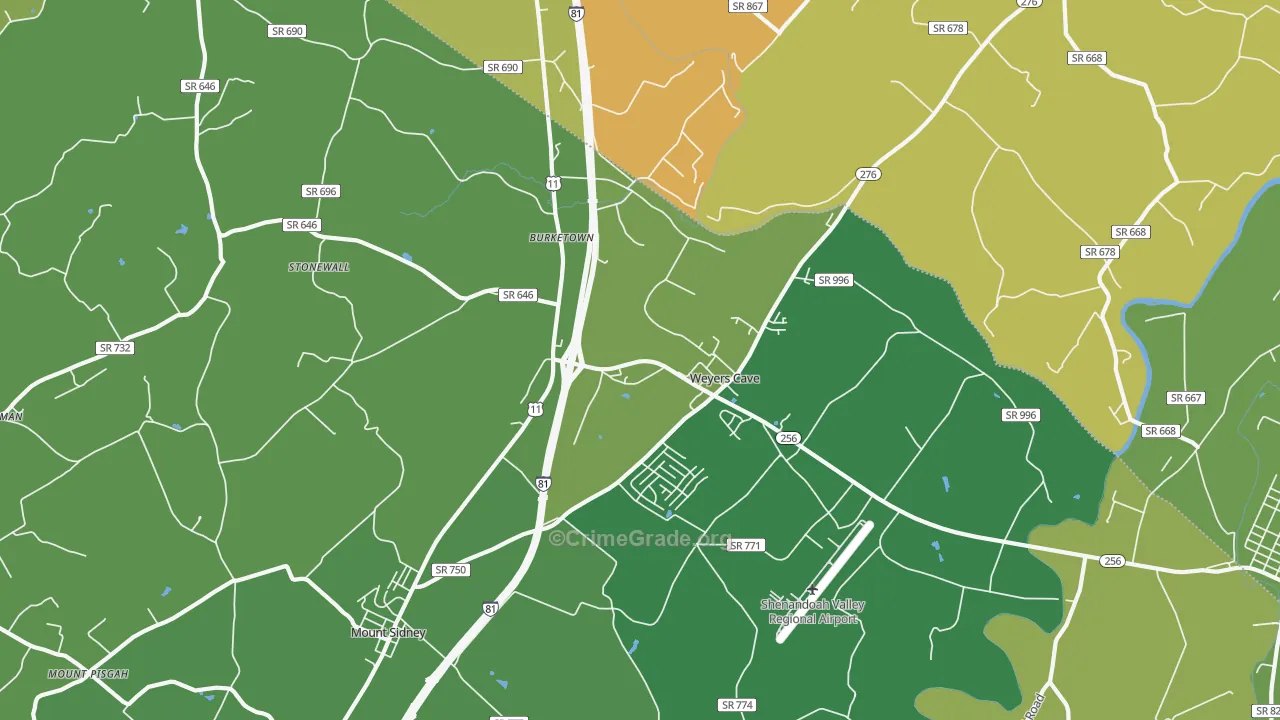 24486, VA Map of Vehicle Theft Rates