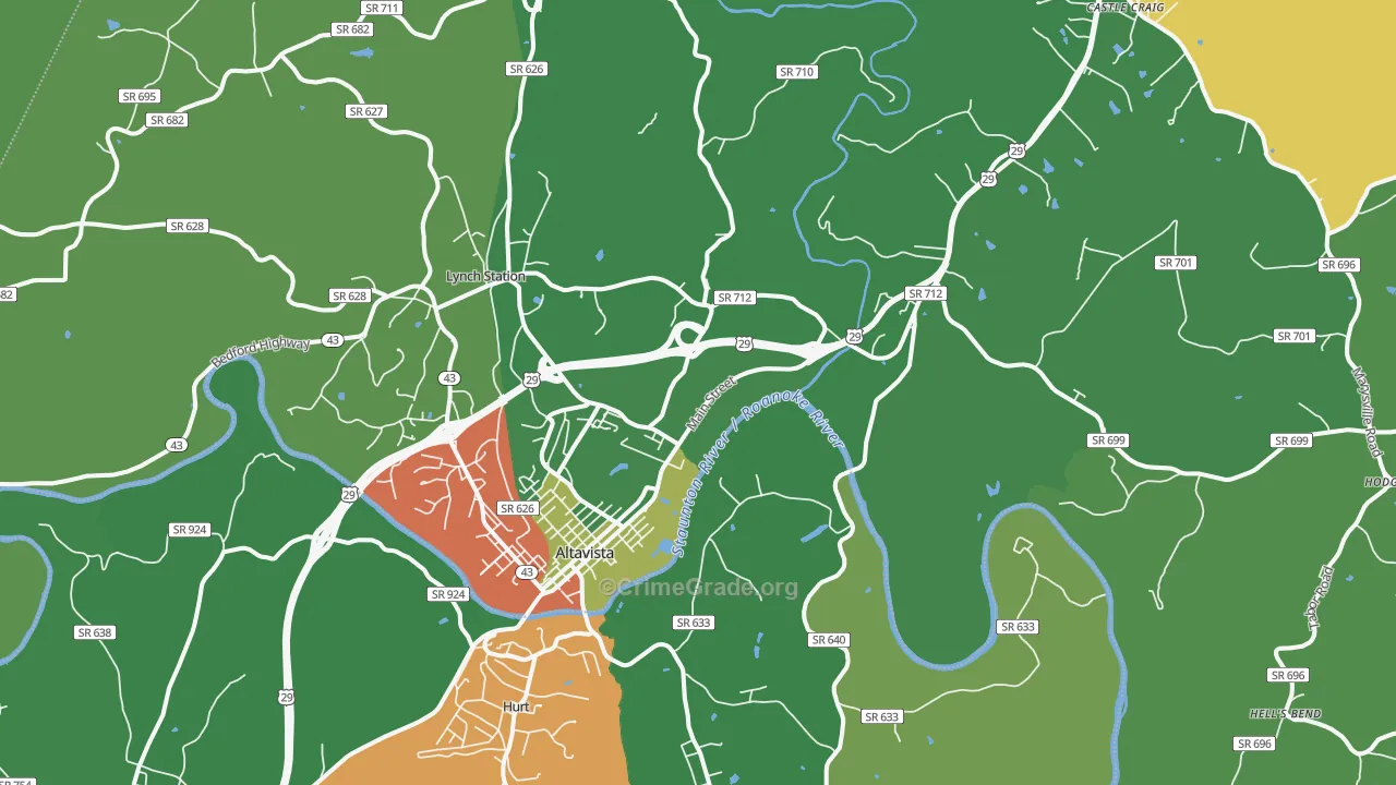 24517, VA Map of Vehicle Theft Rates