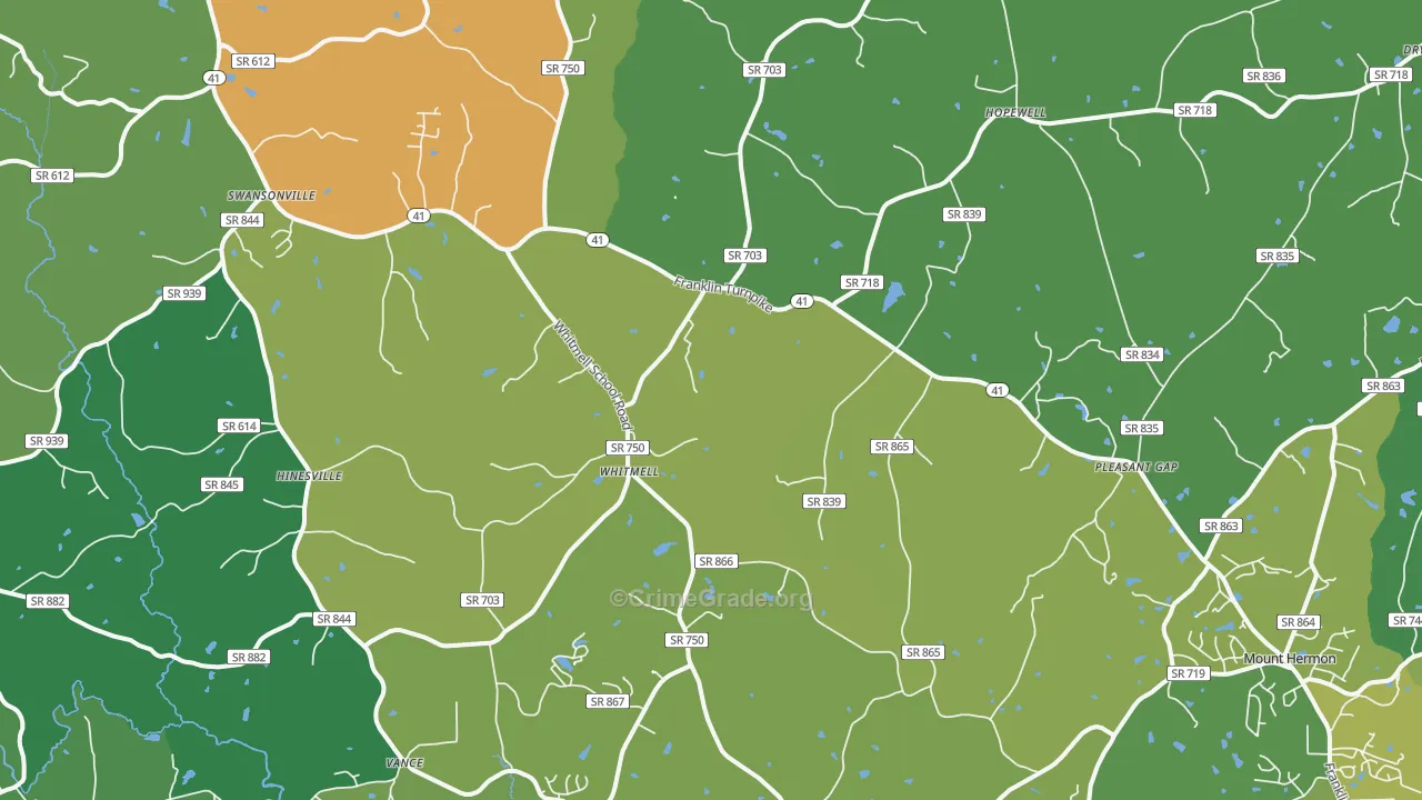 24549, VA Map of Vehicle Theft Rates