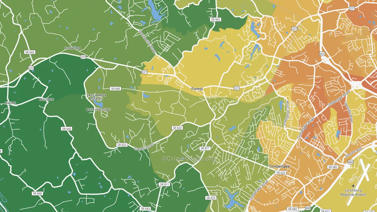 24551, VA Map of Vehicle Theft Rates