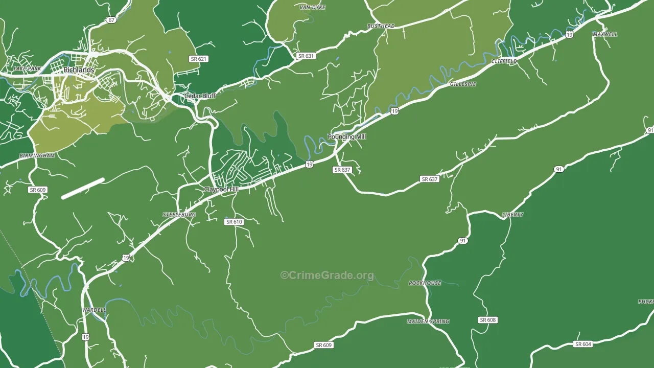 24637, VA Map of Vehicle Theft Rates