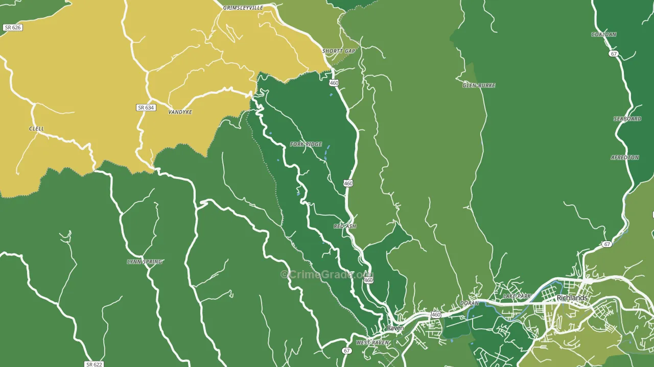 24639, VA Map of Vehicle Theft Rates