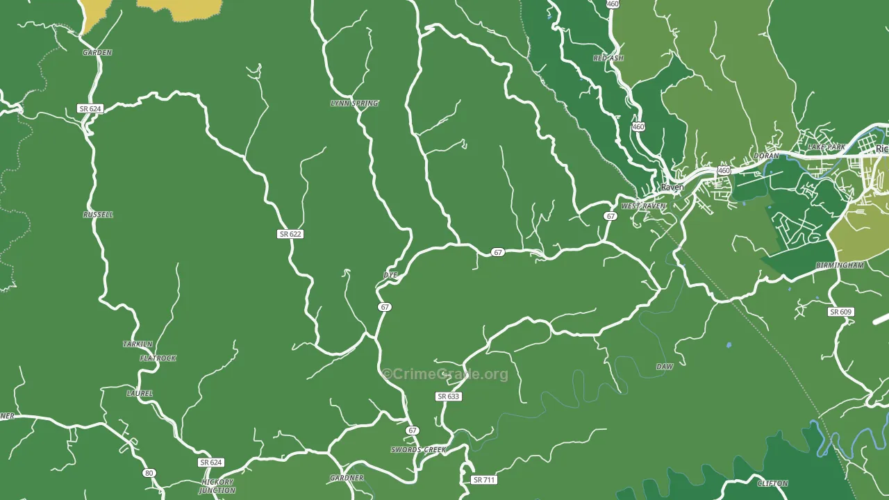 24649, VA Map of Vehicle Theft Rates