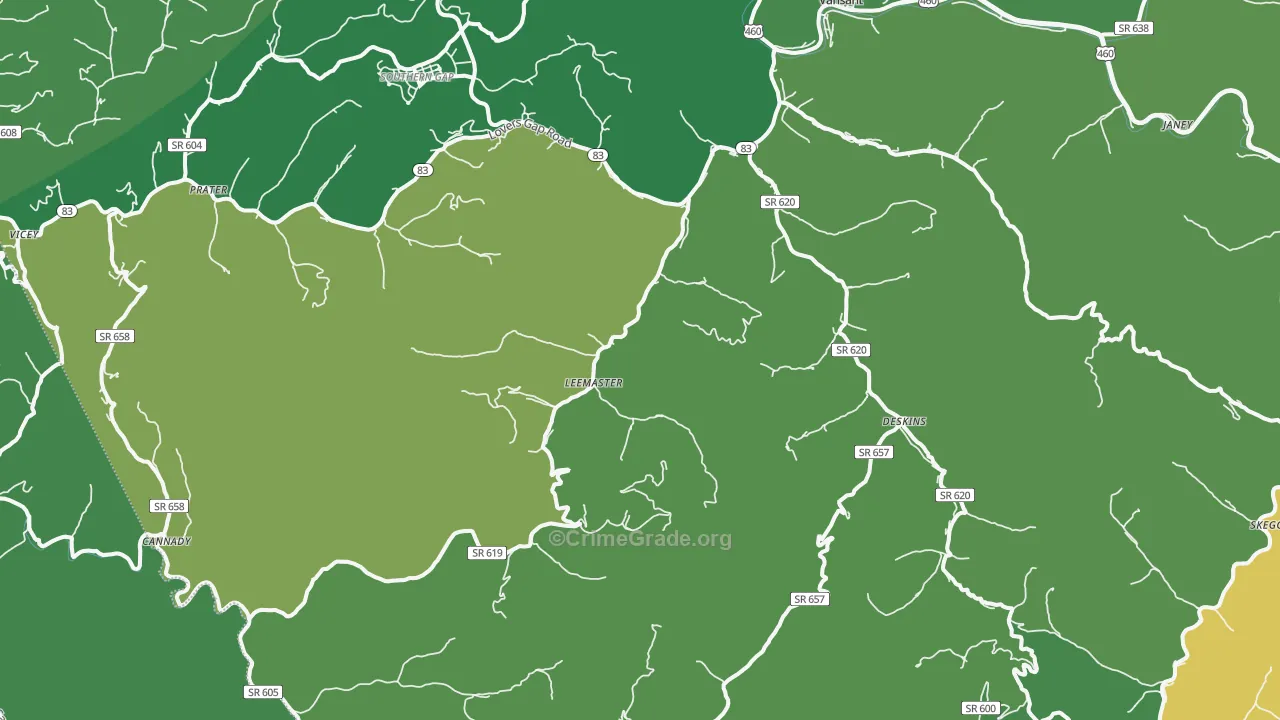 24656, VA Map of Vehicle Theft Rates