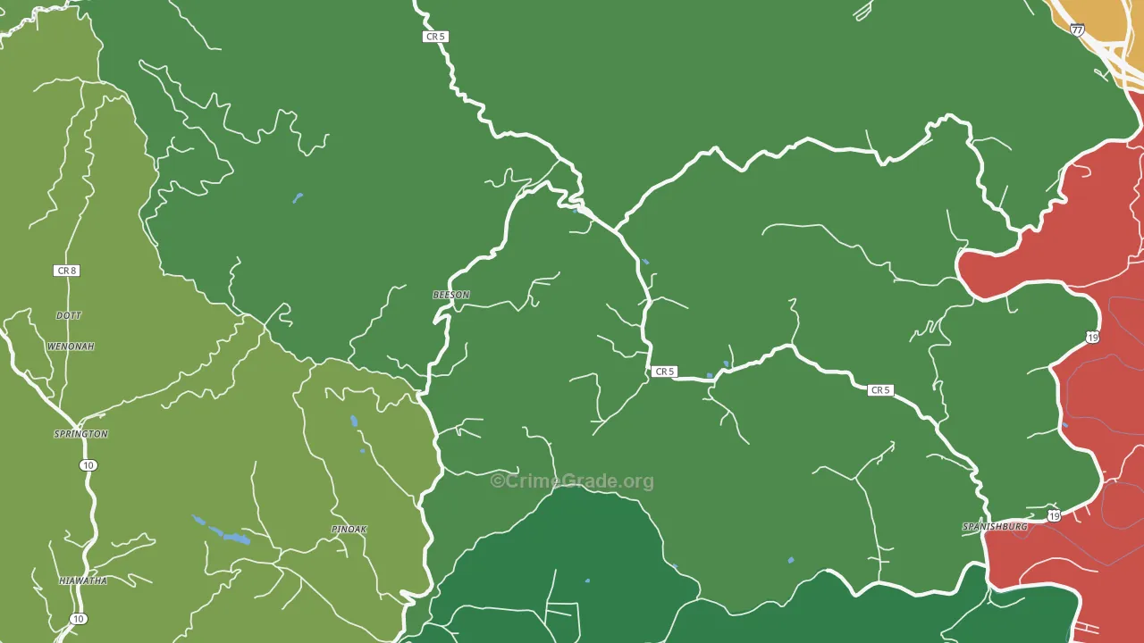 24714, WV Map of Vehicle Theft Rates