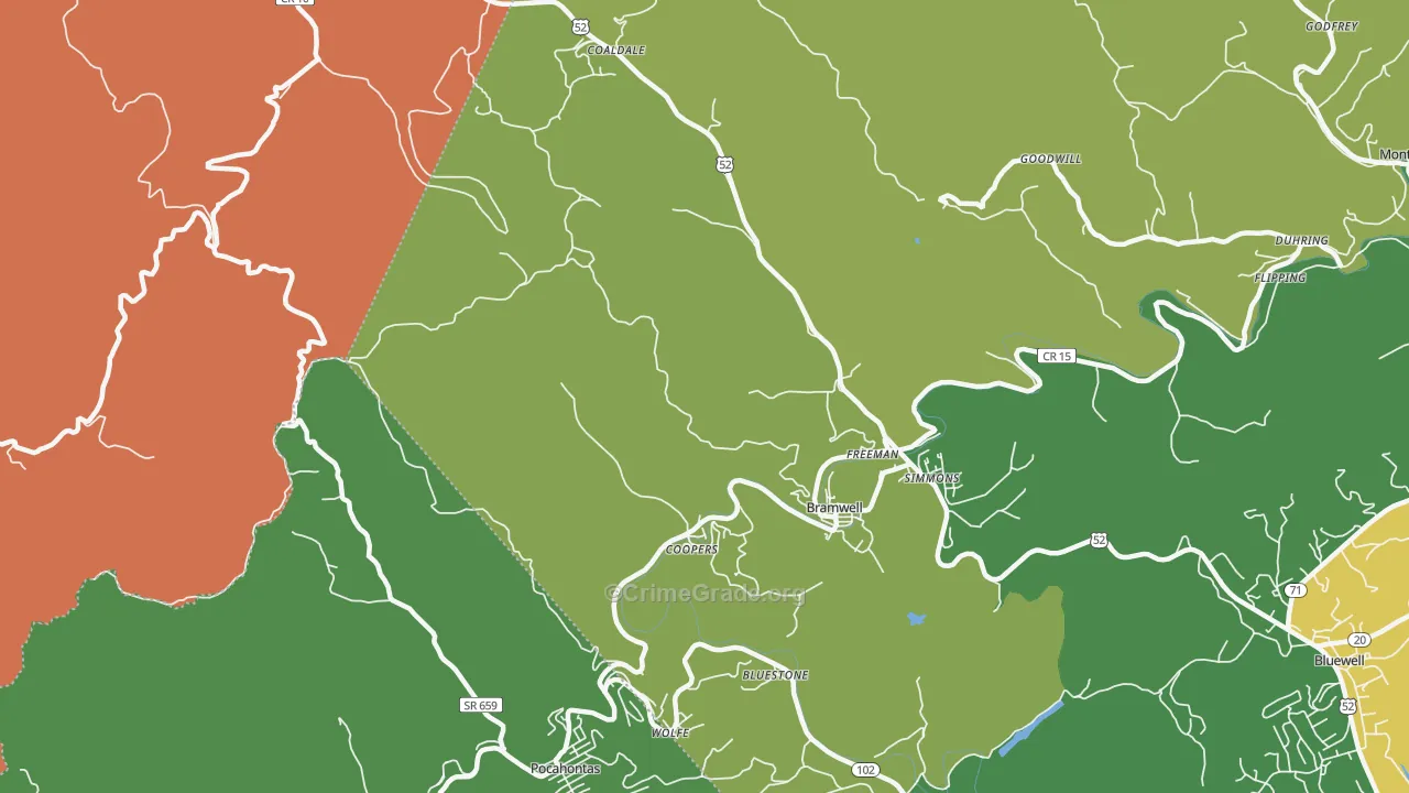 24715, WV Map of Vehicle Theft Rates