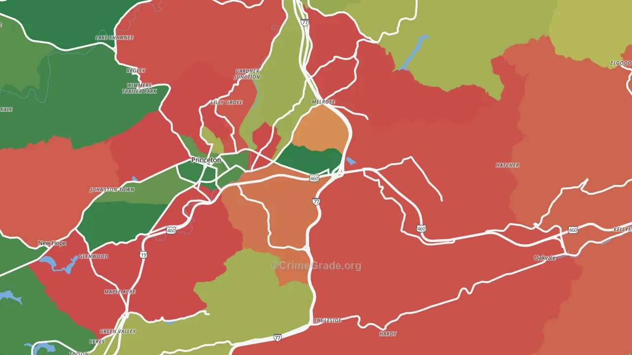 24739, WV Map of Vehicle Theft Rates