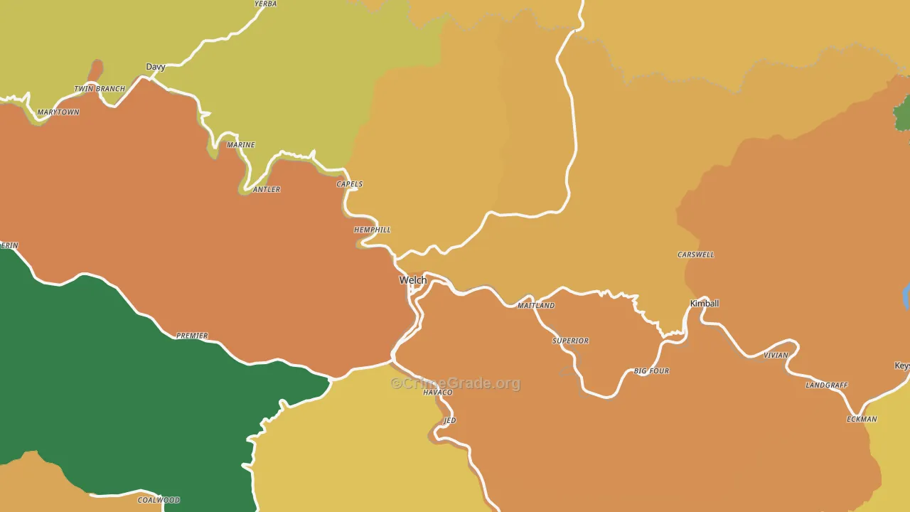 24801, WV Map of Vehicle Theft Rates