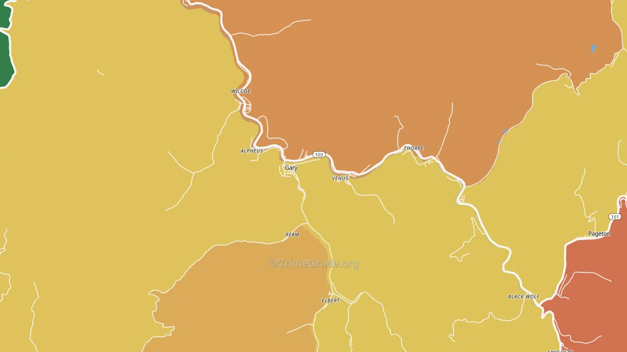 24836, WV Map of Vehicle Theft Rates