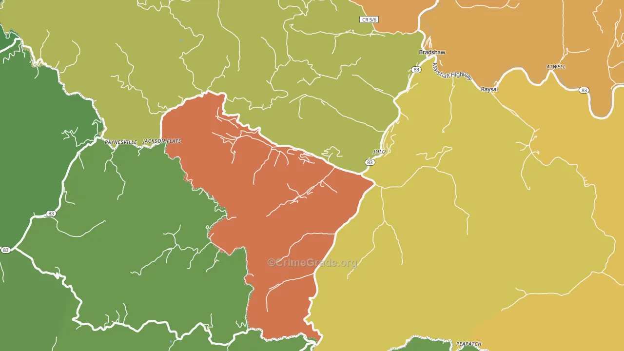 24850, WV Map of Vehicle Theft Rates