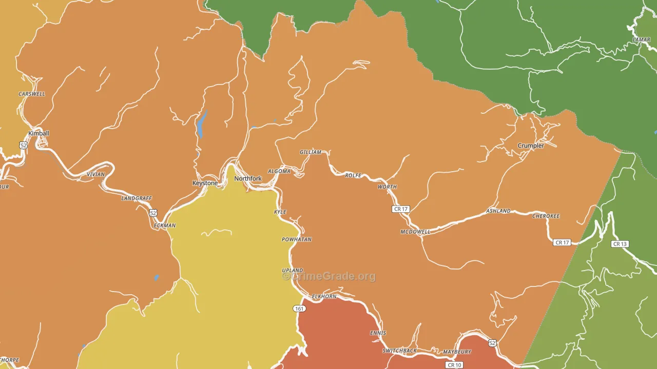 24868, WV Map of Vehicle Theft Rates