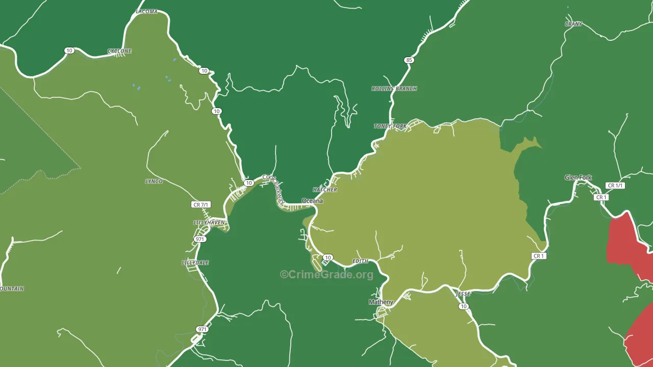 24870, WV Map of Vehicle Theft Rates