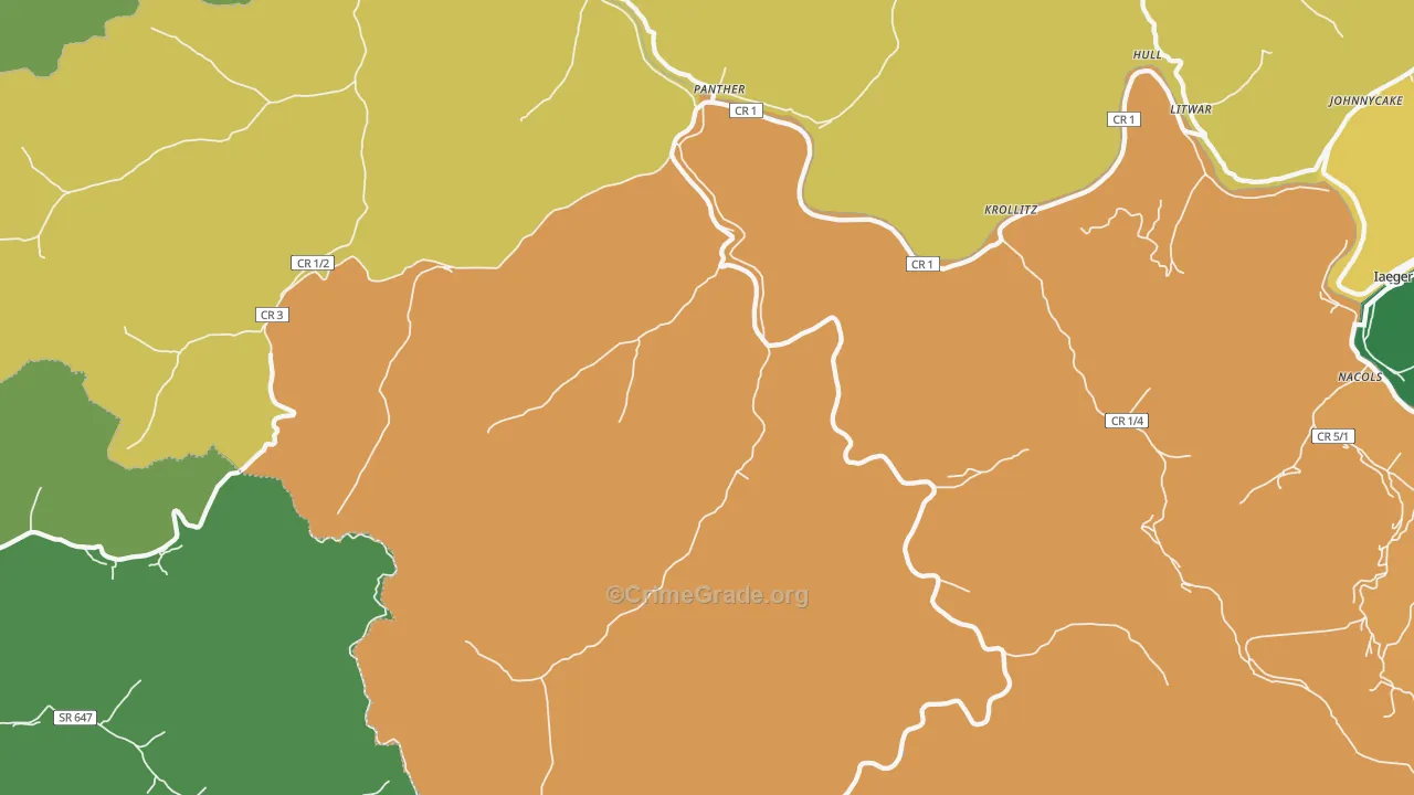 24872, WV Map of Vehicle Theft Rates